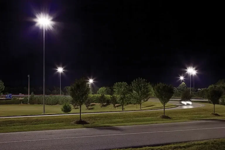 Road and park lighting at night