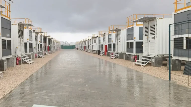 Data modules lining a central avenue in Salalah