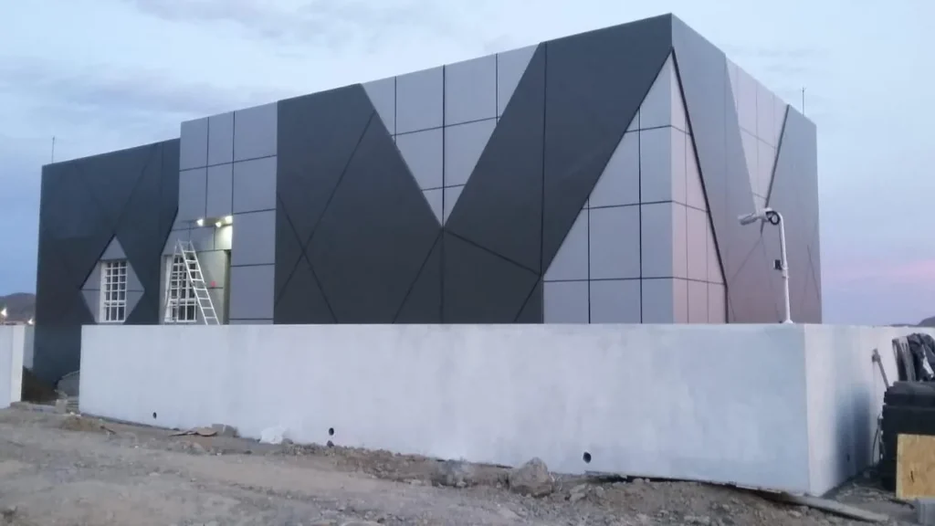 Faceted façade of the cloud data centre at Jabal Akhdar