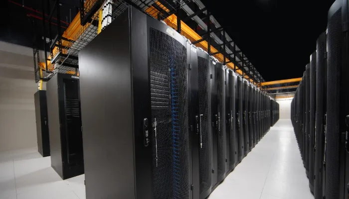 Server rack aisle inside the Jabal Akhdar cloud data centre